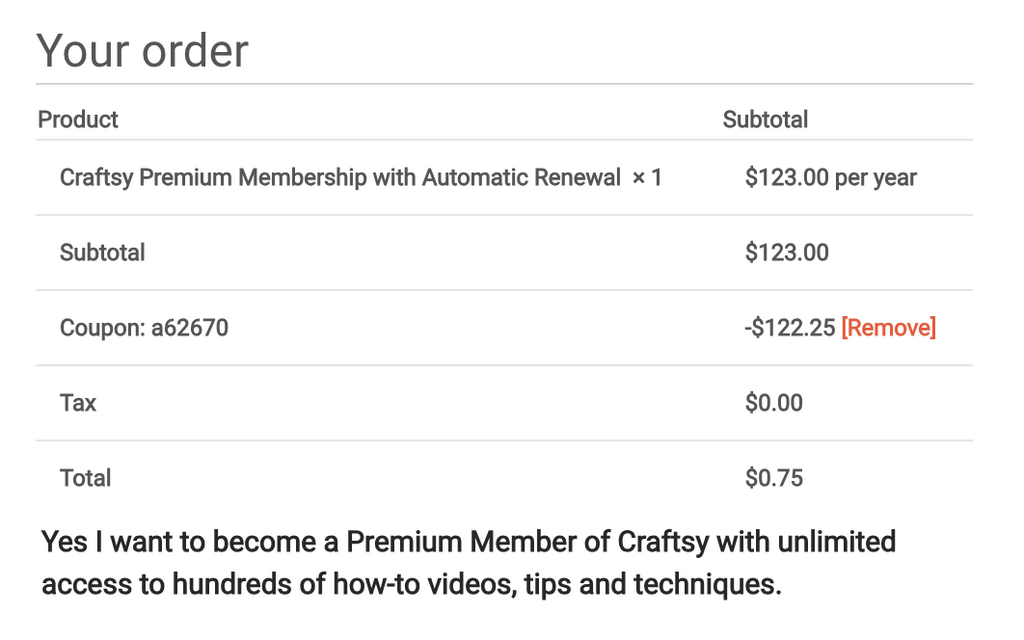 Get A Craftsy 1-Year Premium Membership For Only 75¢ (Regularly $123)!